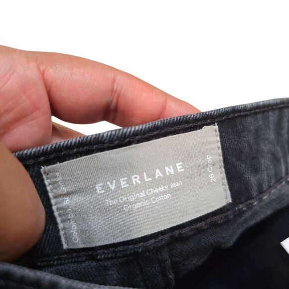 Everlane Original Cheeky Crop Jeans Women's 26 Black Dark Wash Denim - Picture 5 of 8